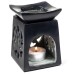 Black Soapstone Oil Burner With Lotus Design 