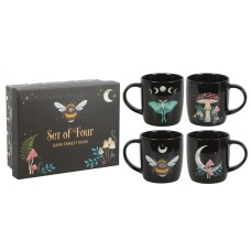 SET OF 4 DARK FOREST MUGS