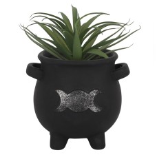 TRIPLE MOON CAULDRON TERRACOTTA PLANT POT