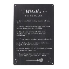 WITCH'S HOUSE RULES METAL SIGN