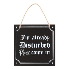 I'M ALREADY DISTURBED HANGING SIGN