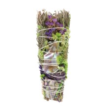 6IN RITUAL WAND SMUDGE STICK WITH ROSEMARY, LAVENDER AND ABALONE