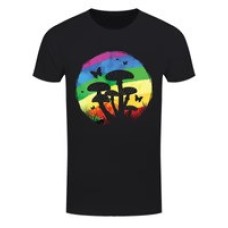 Rainbow Mushroom Men's Black T-Shirt