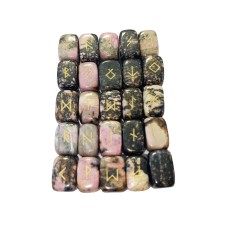 Set of 25 runes – Rhodonite